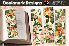 Spring Floral Fruits PNG Bookmark Sublimation Designs Product Image 1