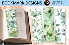 Watercolor Green Pastel Flowers PNG Bookmark Sublimation Des Product Image 1