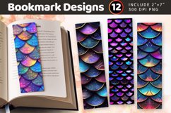 Neon Glitter Mermaid Scales PNG Bookmark Sublimation Designs Product Image 1