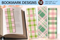 Pink &amp; Green Plaid PNG Bookmark Sublimation Designs Product Image 1