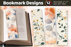 Soft Spring Blooming Flower PNG Bookmark Sublimation Designs Product Image 1