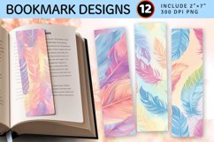 Pastel Rainbow Feathers PNG Bookmark Sublimation Designs Product Image 1