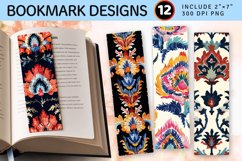 Ikat Embroidery Floral PNG Bookmark Sublimation Designs Product Image 1
