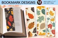 Retro Fall Leaves PNG Bookmark Sublimation Designs Product Image 1
