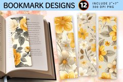 Beige &amp; Yellow Flowers PNG Bookmark Sublimation Designs Product Image 1