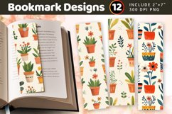 Springtime Floral Pots PNG Bookmark Sublimation Designs Product Image 1