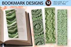 Soft Green Crochet Fabric PNG Bookmark Sublimation Des Product Image 1