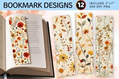 Autumn Meadow Flowers PNG Bookmark Sublimation Designs Product Image 1