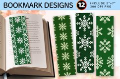 Green Knitted Christmas PNG Bookmark Sublimation Design Product Image 1