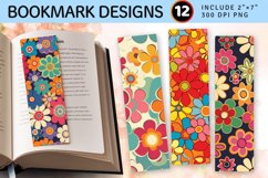 Retro Groovy Flowers PNG Bookmark Sublimation Designs Product Image 1