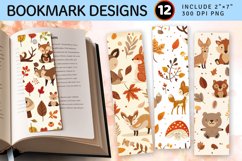 Autumn Woodland Animals PNG Bookmark Sublimation Designs Product Image 1