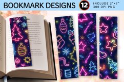 Neon Christmas tree PNG Bookmark Sublimation Design Product Image 1