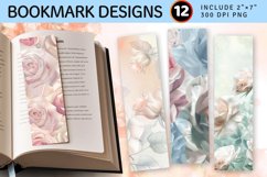 Delicate Pastel Roses PNG Bookmark Sublimation Designs Product Image 1