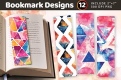 Watercolor Geometric Shapes PNG Bookmark Sublimation Designs Product Image 1