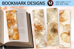 Beige Glitter Alcohol Ink Flower PNG Bookmark Sublimation De Product Image 1