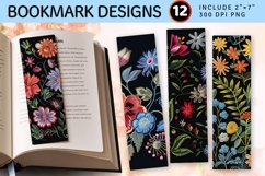 Botanical Embroidery Floral PNG Bookmark Sublimation Designs Product Image 1
