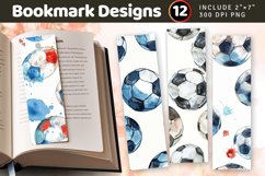 Watercolor Soccer PNG Bookmark Sublimation Designs Product Image 1
