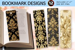 Luxury Golden Damask Fabric PNG Bookmark Sublimation Designs Product Image 1
