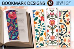 Indian Folk Flower PNG Bookmark Sublimation Design Product Image 1