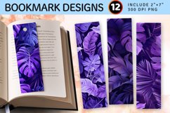 Purple Tropical Leaves Floral PNG Bookmark Sublimation Desig Product Image 1