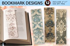 Muted Damask PNG Bookmark Sublimation Design Product Image 1
