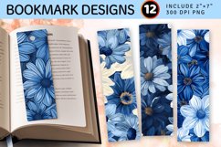 Blue Daisy Floral PNG Bookmark Sublimation Design Product Image 1