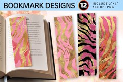 Pink and Gold Tiger PNG Bookmark Sublimation Design Product Image 1