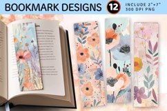 Pastel Mixed Media Flowers PNG Bookmark Sublimation Designs Product Image 1