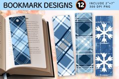 Winter Blue Plaid PNG Bookmark Sublimation Designs Product Image 1