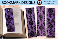 Purple and Black Damask PNG Bookmark Sublimation Design Product Image 1