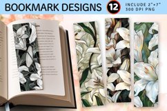 White Lily Stained Glass PNG Bookmark Sublimation Design Product Image 1