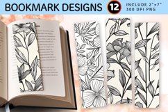 Botanical Line Art Floral PNG Bookmark Sublimation Designs Product Image 1