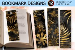 Tropical Black and Gold PNG Bookmark Sublimation Design Product Image 1