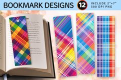 Rainbow Checkered Plaid PNG Bookmark Sublimation Designs Product Image 1