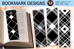 Black White Plaid PNG Bookmark Sublimation Designs Product Image 1