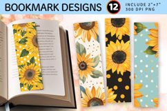 Sunflowers &amp; Polka Dots PNG Bookmark Sublimation Designs Product Image 1
