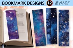 Glitter Stars Galaxy PNG Bookmark Sublimation Designs Product Image 1