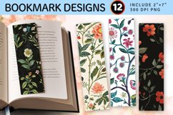 Botanical Embroidery PNG Bookmark Sublimation Designs Product Image 1