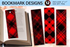 Red Plaid PNG Bookmark Sublimation Designs Product Image 1