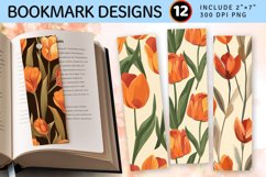 Retro Orange Tulip PNG Bookmark Sublimation Design Product Image 1