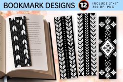 Black &amp; White Knitted PNG Bookmark Sublimation Designs Product Image 1