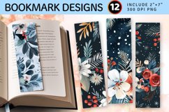 Winter Floral Bouquet PNG Bookmark Sublimation Designs Product Image 1