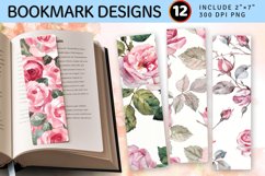 Watercolor Pink Roses PNG Bookmark Sublimation Des Product Image 1