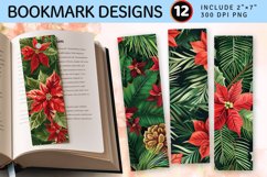 Poinsettia Pine Leaves PNG Bookmark Sublimation Designs Product Image 1