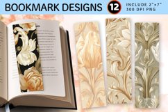 Ornamental Cream Tulip PNG Bookmark Sublimation Design Product Image 1