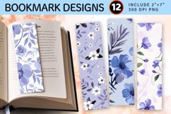 Cute Periwinkle Floral PNG Bookmark Sublimation Designs Product Image 1
