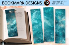Teal Galaxy Glitter PNG Bookmark Sublimation Design Product Image 1