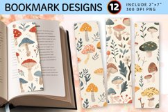 Pastel Cottagecore Mushroom Garden PNG Bookmark Sublimation Product Image 1