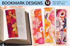 Boho Floral Red Pink Orange Line PNG Bookmark Sublimation De Product Image 1