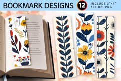 Scandinavian Flowers PNG Bookmark Sublimation Designs Product Image 1